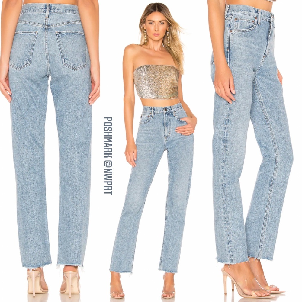 AGOLDE ☆ Cherie Merit High Rise Straight Leg Raw Hem Jeans 25